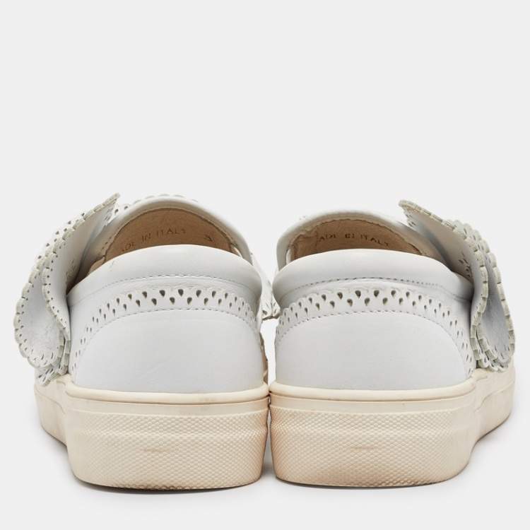 Pre Owned Sophia Webster White Leather Embellished Slip On Sneakers Size 36