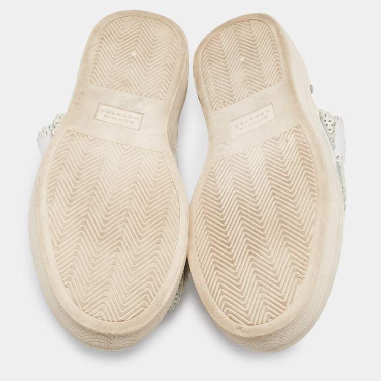 Pre Owned Sophia Webster White Leather Embellished Slip On Sneakers Size 36