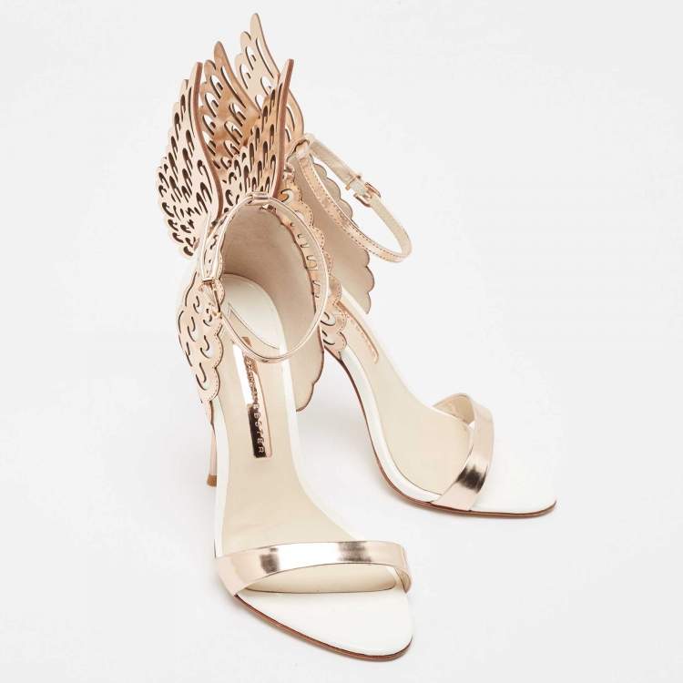 Pre Owned Sophia Webster White Leather Evangeline Ankle Wrap Sandals Size 37.5