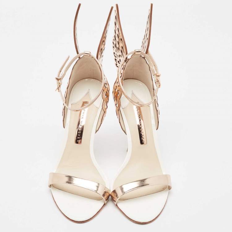 Pre Owned Sophia Webster White Leather Evangeline Ankle Wrap Sandals Size 37.5