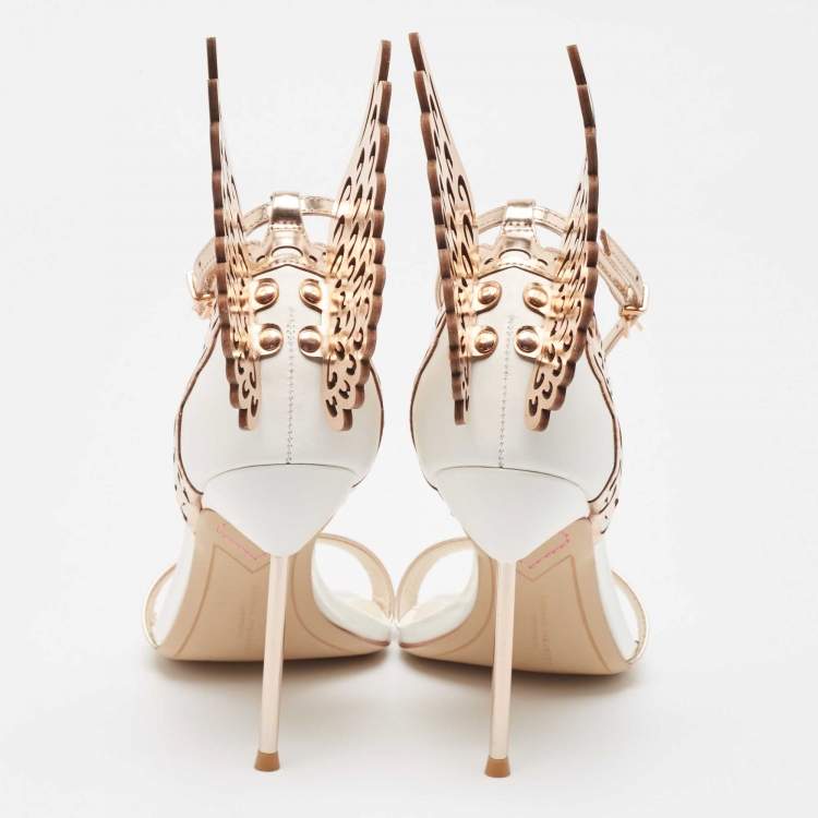 Pre Owned Sophia Webster White Leather Evangeline Ankle Wrap Sandals Size 37.5