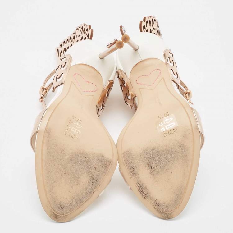 Pre Owned Sophia Webster White Leather Evangeline Ankle Wrap Sandals Size 37.5
