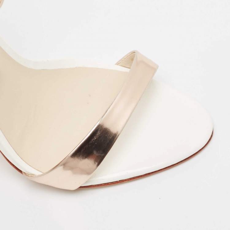 Pre Owned Sophia Webster White Leather Evangeline Ankle Wrap Sandals Size 37.5