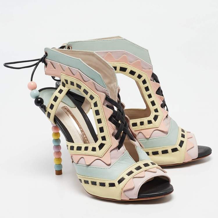 مملوكة مسبقًا Sophia Webster Multicolor Leather Riko Lace Up Sandals Size 37