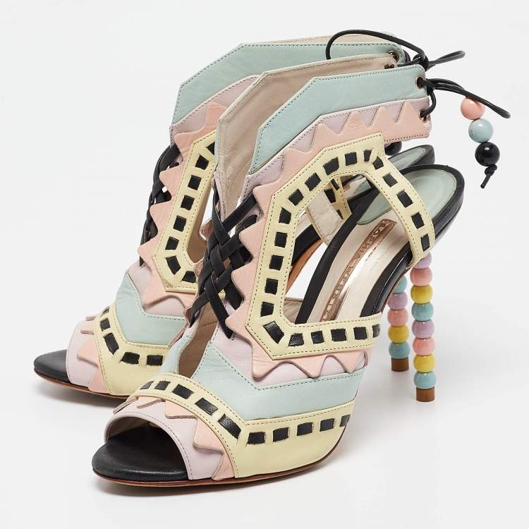 مملوكة مسبقًا Sophia Webster Multicolor Leather Riko Lace Up Sandals Size 37