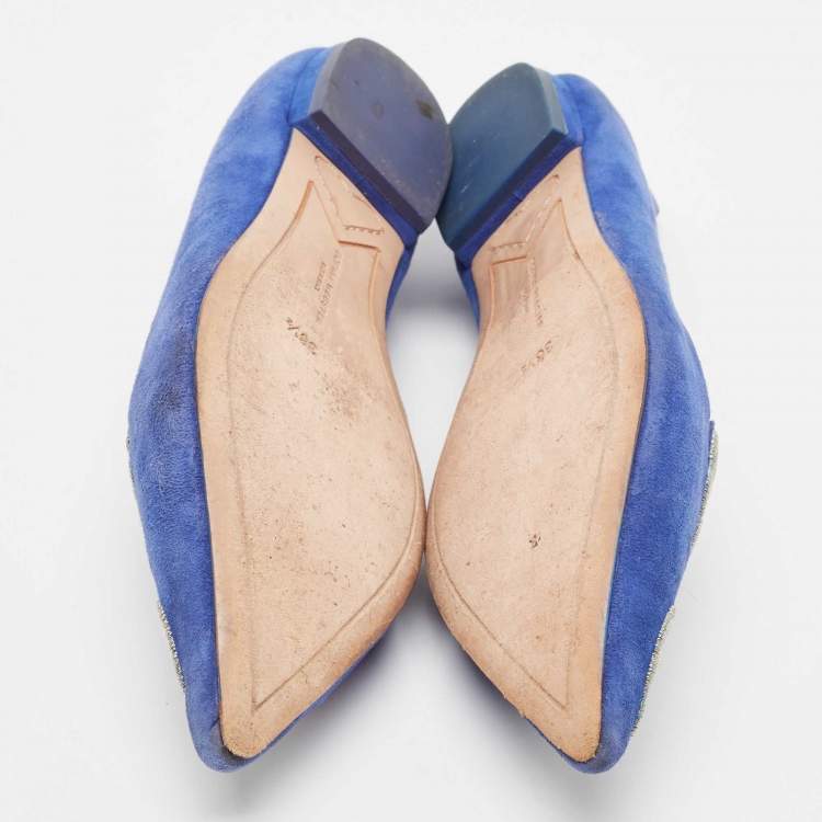 Pre Owned Sophia Webster Blue Suede Bibi Butterfly Ballet Flats Size 36.5