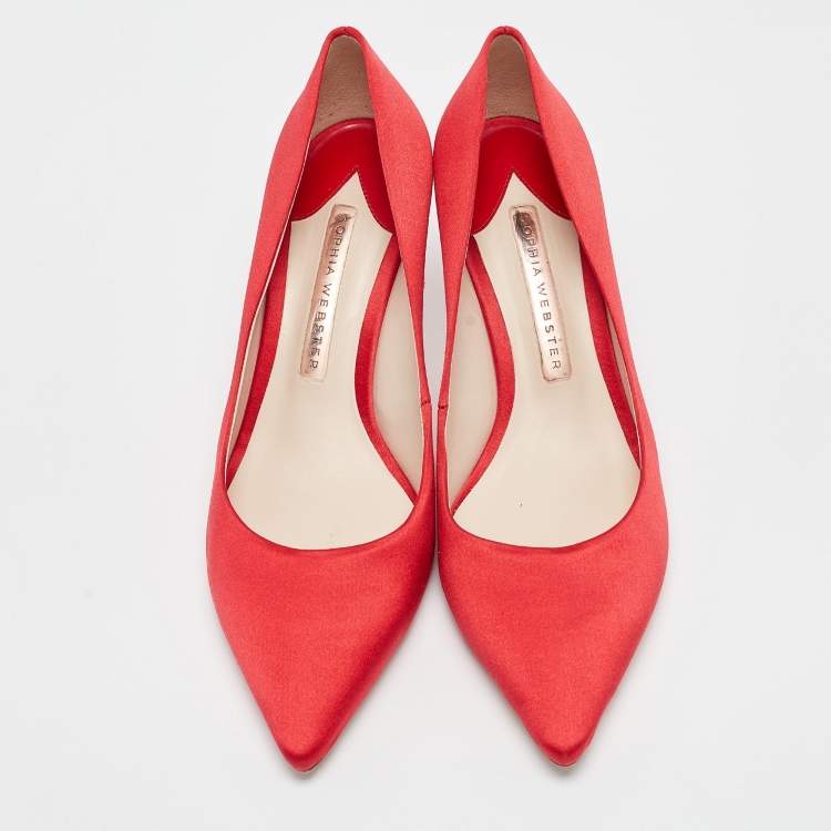 Pre Owned Sophia Webster Red Satin Coco Pumps Size 36.5