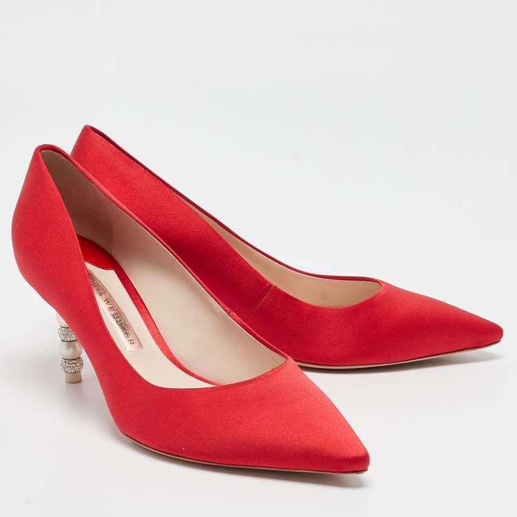 Pre Owned Sophia Webster Red Satin Coco Pumps Size 36.5