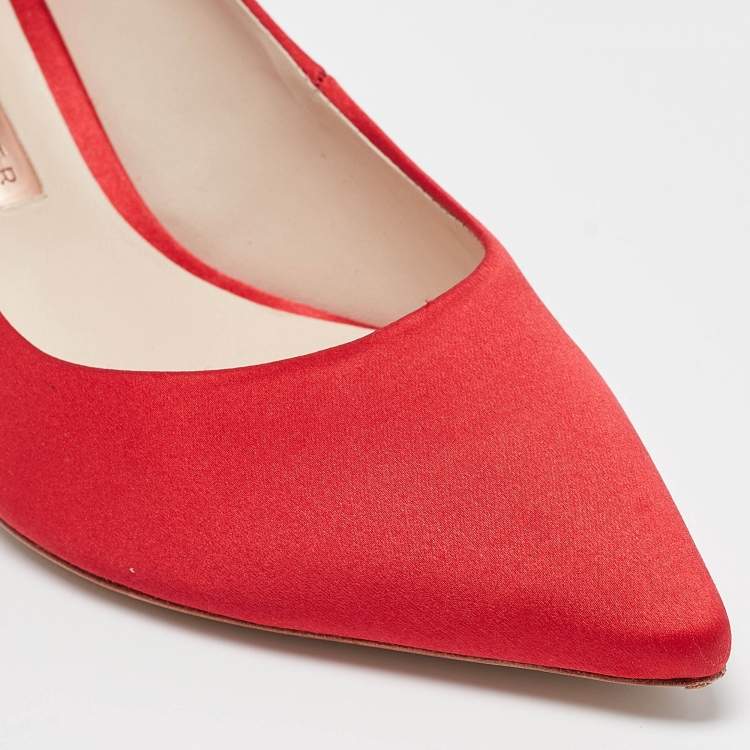 Pre Owned Sophia Webster Red Satin Coco Pumps Size 36.5