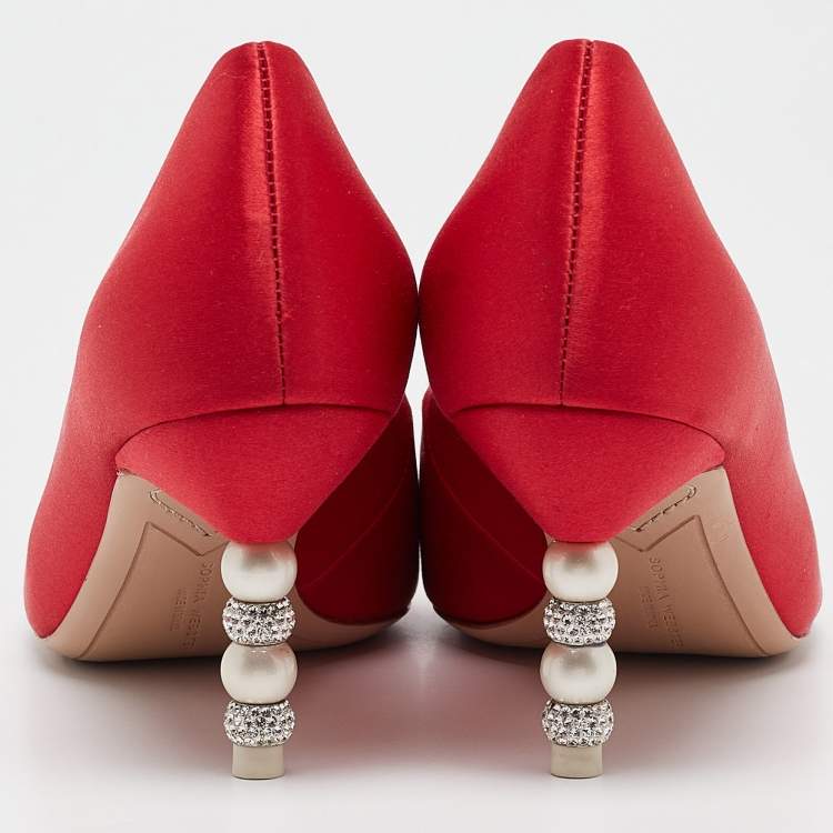 Pre Owned Sophia Webster Red Satin Coco Pumps Size 36.5
