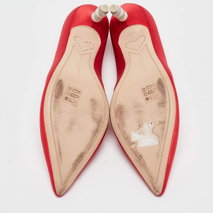 Pre Owned Sophia Webster Red Satin Coco Pumps Size 36.5