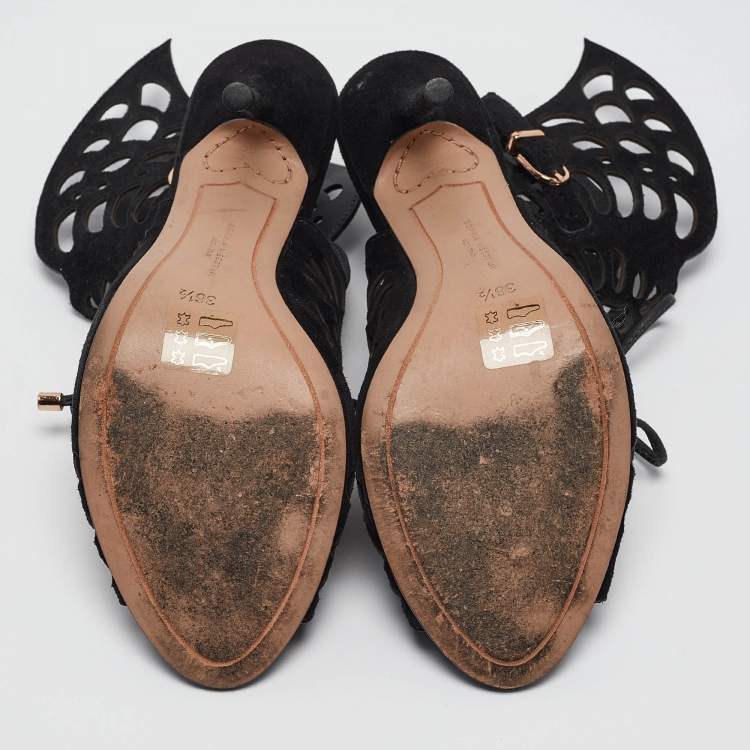 Pre Owned Sophia Webster Black Suede Electra Ankle Strap Sandals Size 36.5