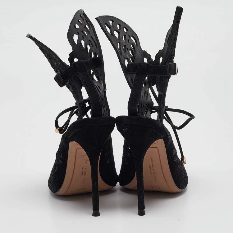 Pre Owned Sophia Webster Black Suede Electra Ankle Strap Sandals Size 36.5