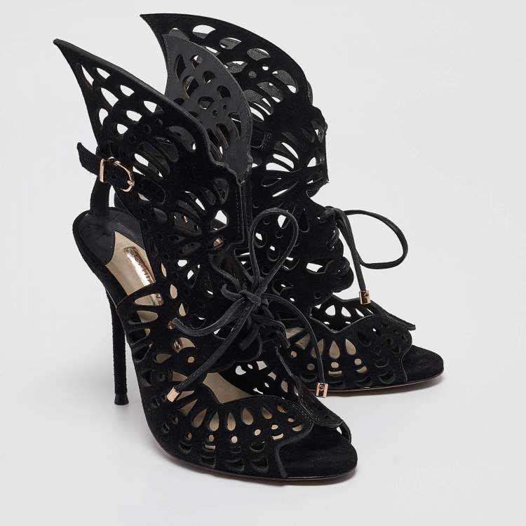 Pre Owned Sophia Webster Black Suede Electra Ankle Strap Sandals Size 36.5