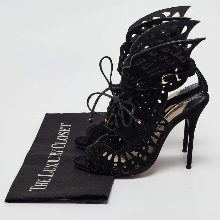 Pre Owned Sophia Webster Black Suede Electra Ankle Strap Sandals Size 36.5