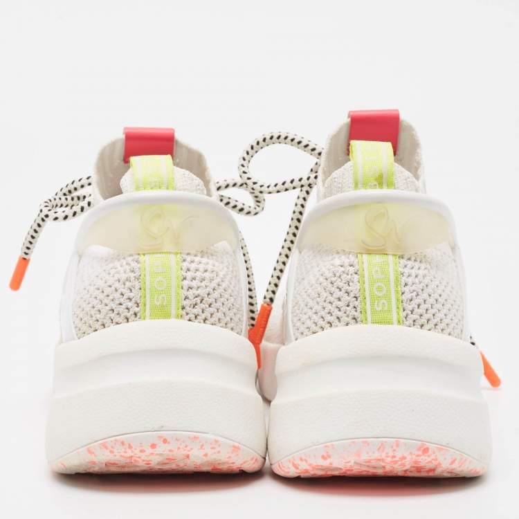 Pre Owned Sophia Webster White Knit Fabric Trainer Sneakers Size 38