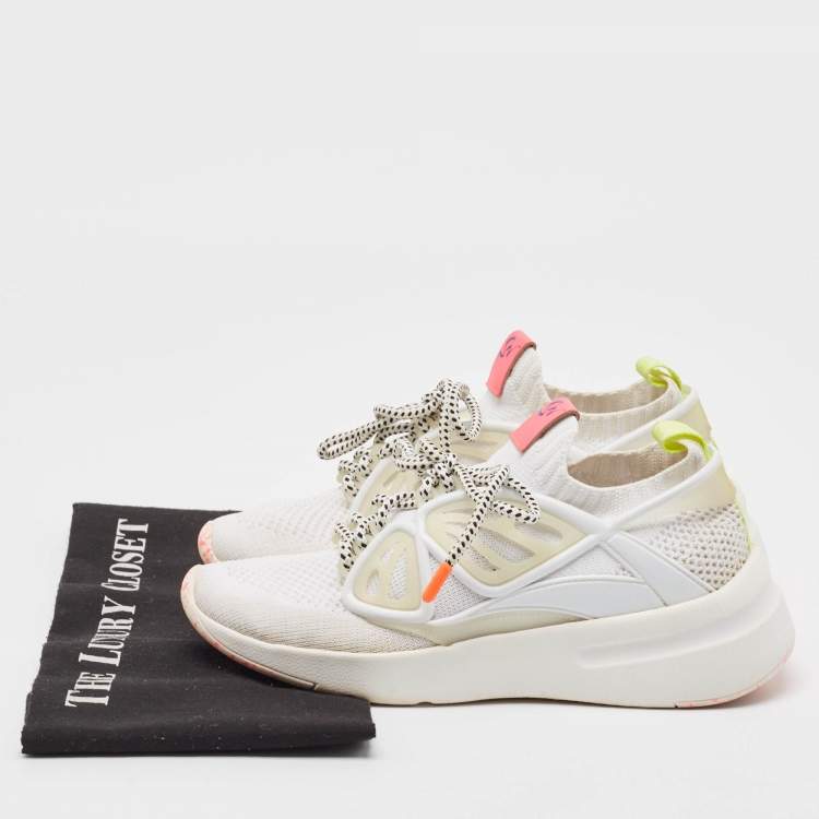 Pre Owned Sophia Webster White Knit Fabric Trainer Sneakers Size 38
