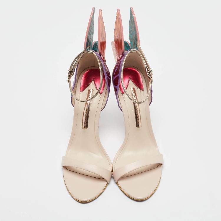 Pre Owned Sophia Webster Multicolor Leather Chiara Butterfly Sandals Size 37.5