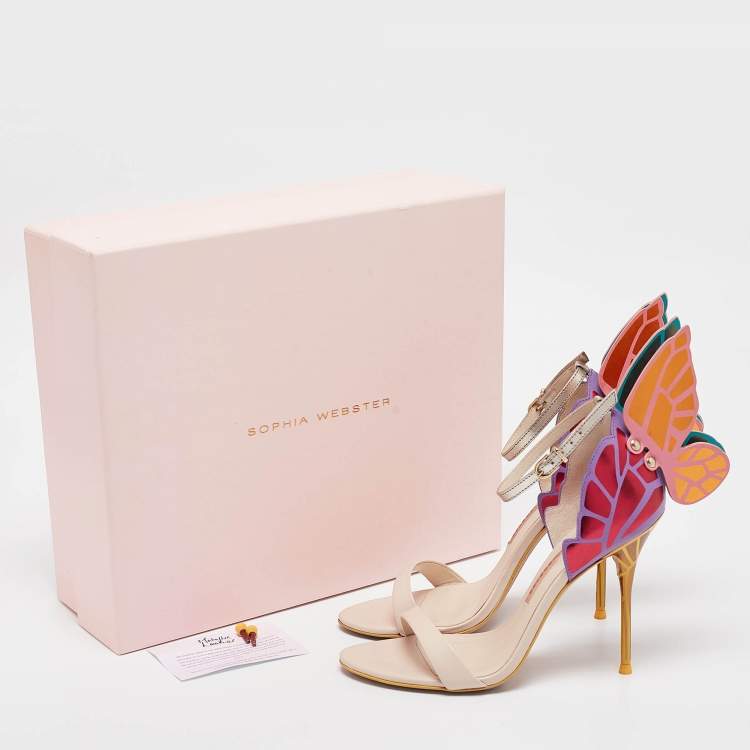 Pre Owned Sophia Webster Multicolor Leather Chiara Butterfly Sandals Size 37.5