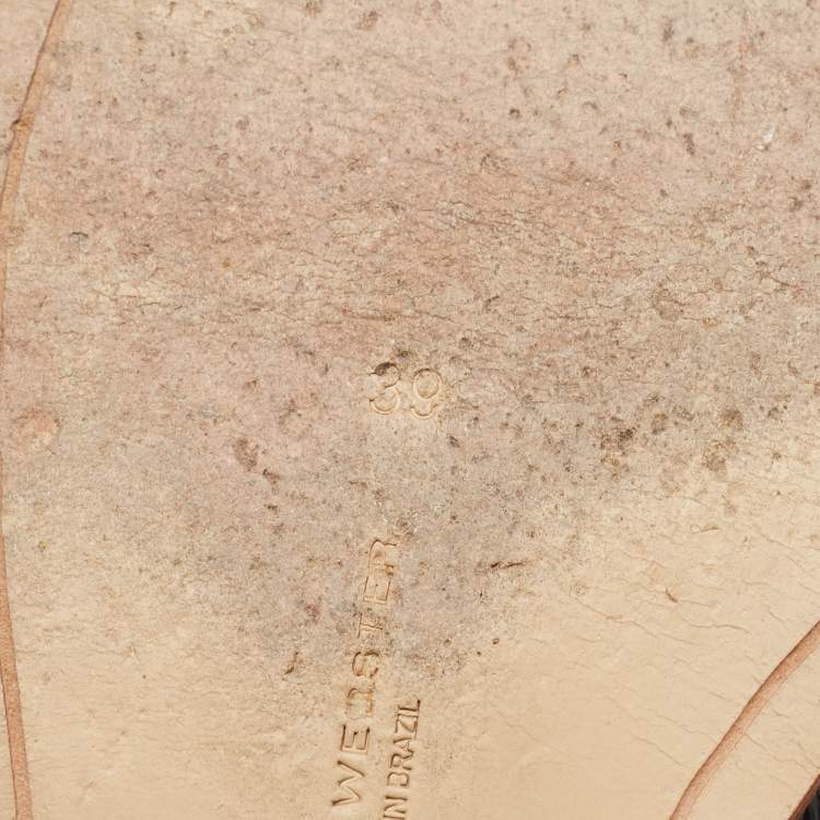 Pre Owned Sophia Webster Beige Snakeskin Embossed And PVC Dina Slide Sandals Size 39