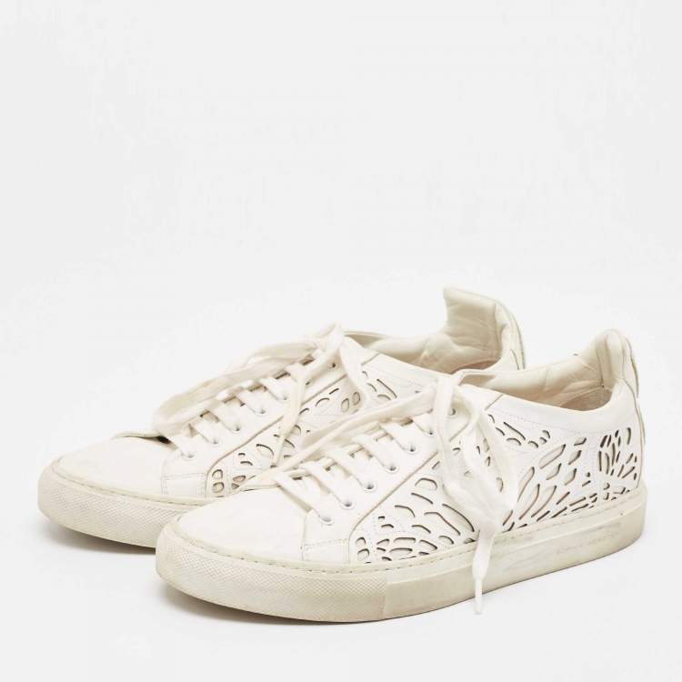 Pre Owned Sophia Webster White Leather Lace Up Sneakers Size 39