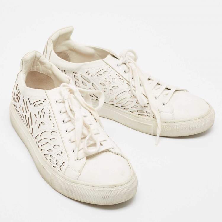 Pre Owned Sophia Webster White Leather Lace Up Sneakers Size 39