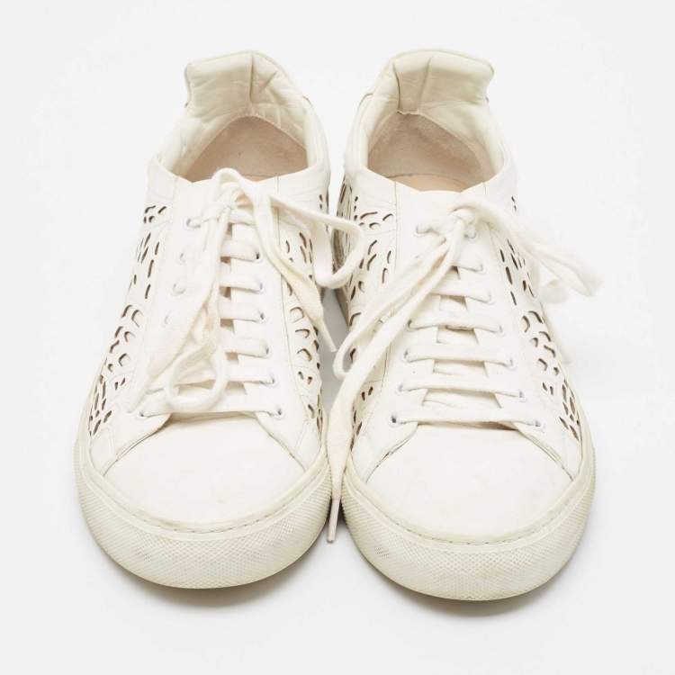 Pre Owned Sophia Webster White Leather Lace Up Sneakers Size 39