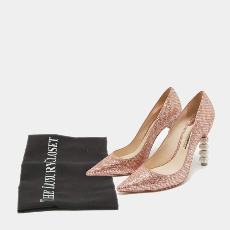 Pre Owned Sophia Webster Metallic Glitter Coco Crystal Pumps Size 41