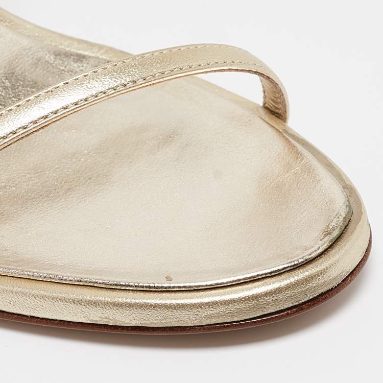 Pre Owned Sophia Webster Gold Glitter Leather Chiara Butterfly Ankle Strap Sandals Size 37