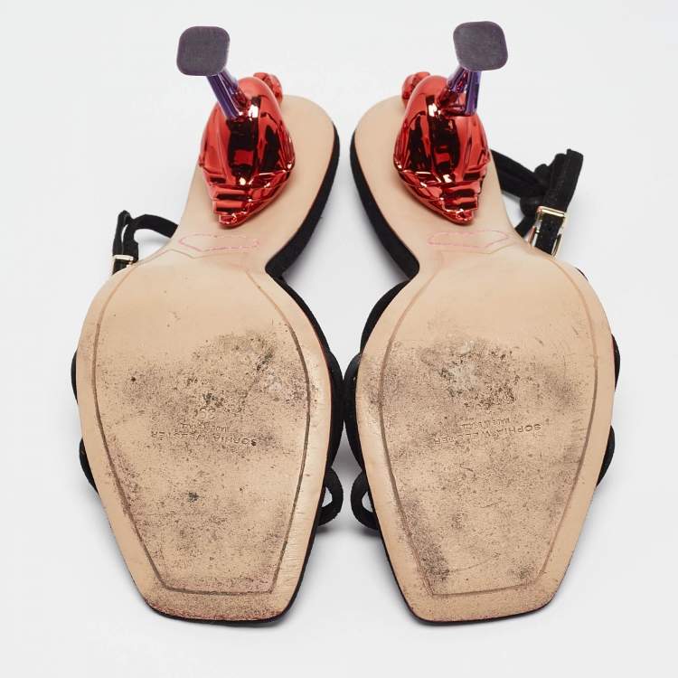 Pre Owned Sophia Webster Black Suede Flo Flamingo Sandals Size 39