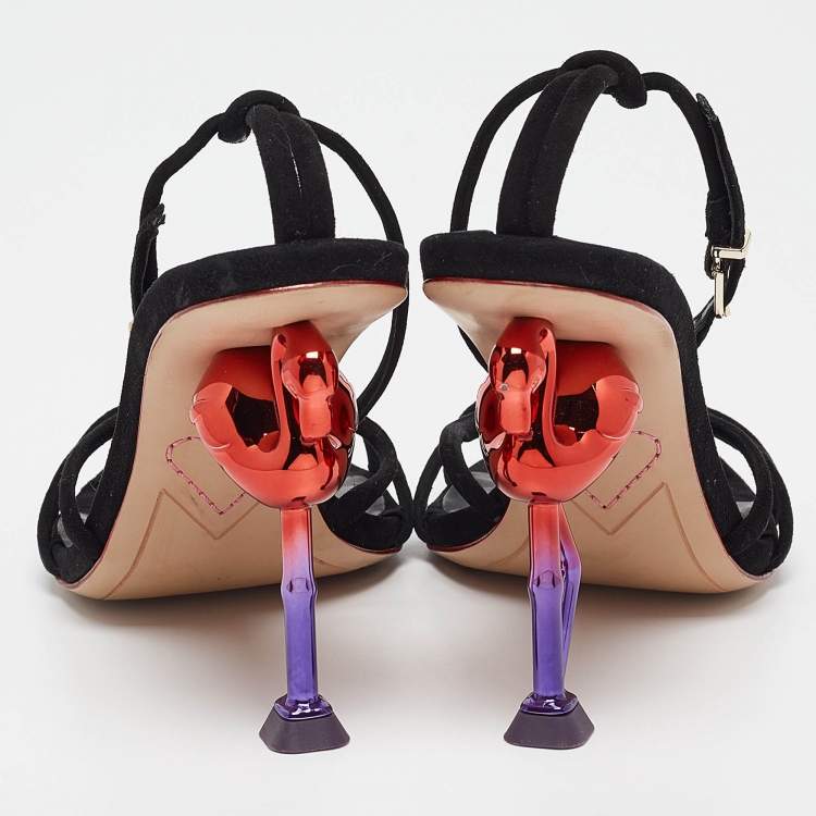 Pre Owned Sophia Webster Black Suede Flo Flamingo Sandals Size 39