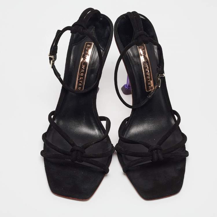 Pre Owned Sophia Webster Black Suede Flo Flamingo Sandals Size 39