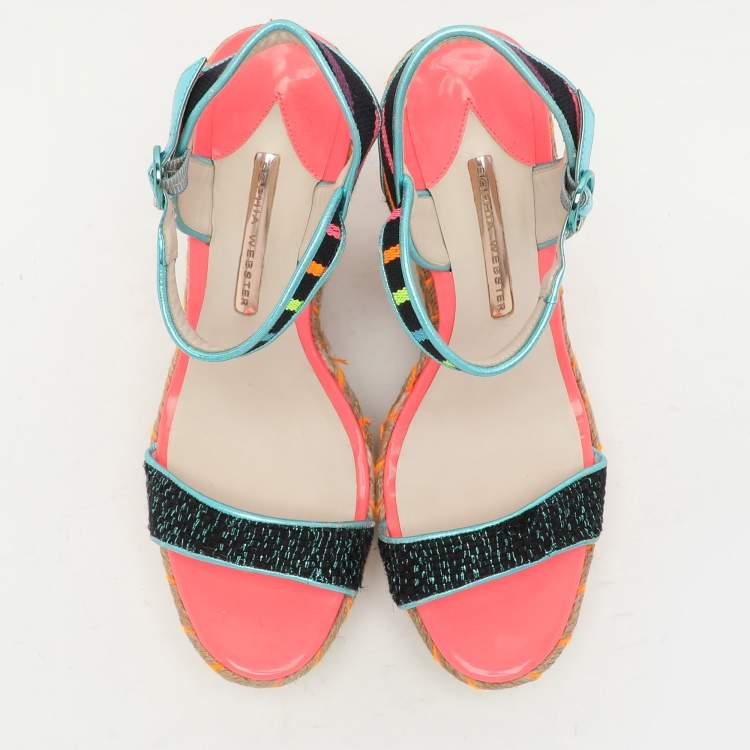 Pre Owned Sophia Webster Multicolor Fabric and Leather Lucita Espadrille Sandals Size 40