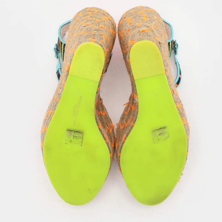 Pre Owned Sophia Webster Multicolor Fabric and Leather Lucita Espadrille Sandals Size 40