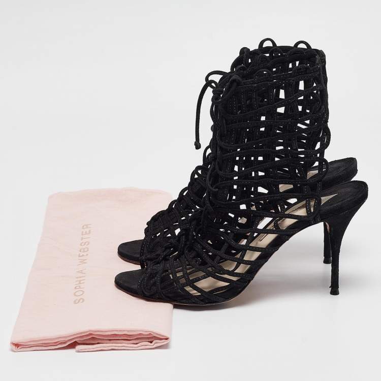 Pre Owned Sophia Webster Black Suede Delphine Lace Up Sandals Size 39