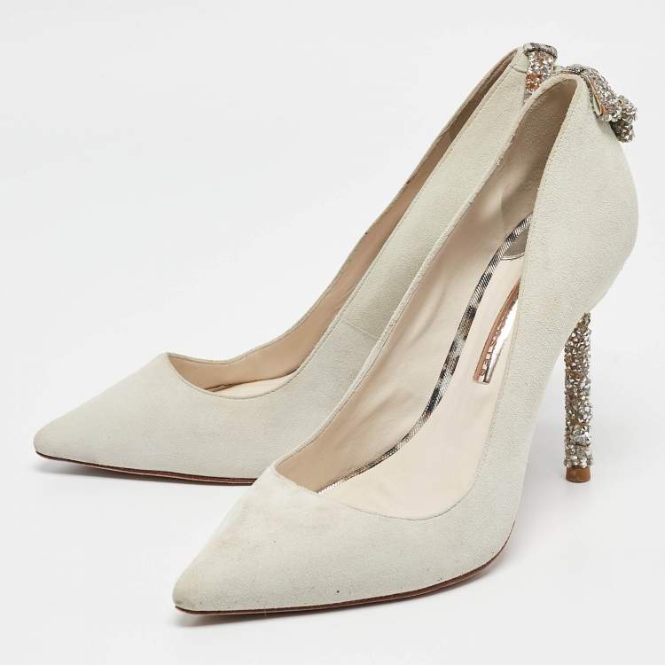 Pre Owned Sophia Webster Grey Suede Pointed Toe Pumps Size 40.5