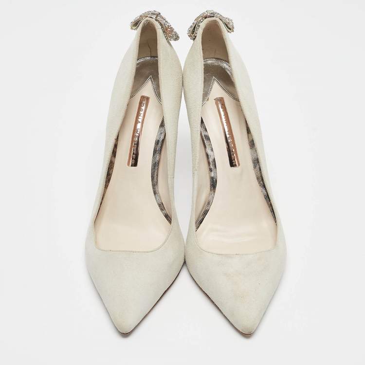Pre Owned Sophia Webster Grey Suede Pointed Toe Pumps Size 40.5
