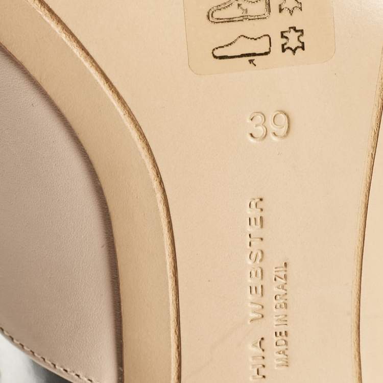 Pre Owned Sophia Webster Beige/Silver Leather Angelo Slingback Pumps 39