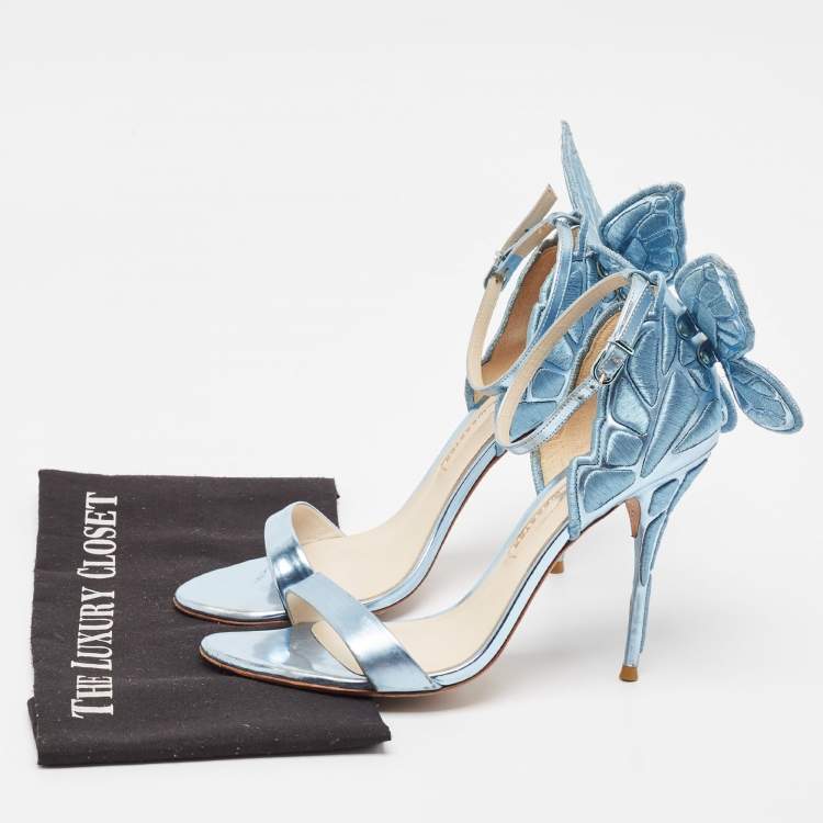 Pre Owned Sophia Webster Metallic Blue Leather Chiara Ankle Strap Sandals Size 40