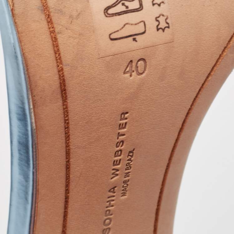 Pre Owned Sophia Webster Metallic Blue Leather Chiara Ankle Strap Sandals Size 40