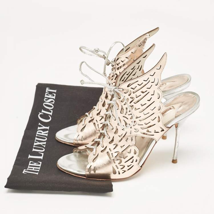 Pre Owned Sophia Webster Gold Leather Cherub Slide Sandals Size 38