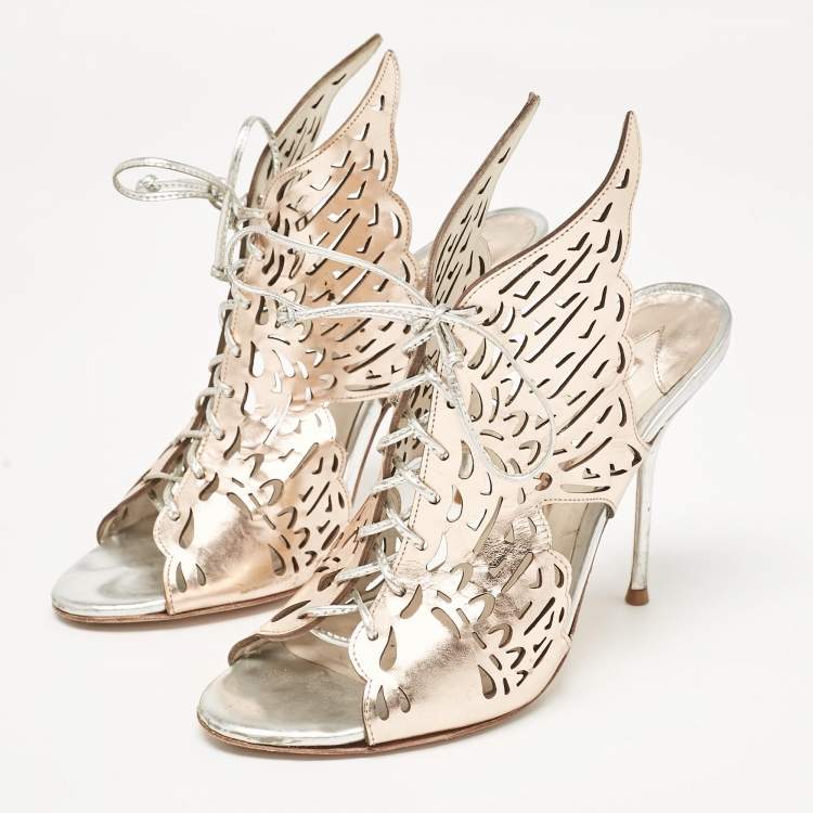 Pre Owned Sophia Webster Gold Leather Cherub Slide Sandals Size 38