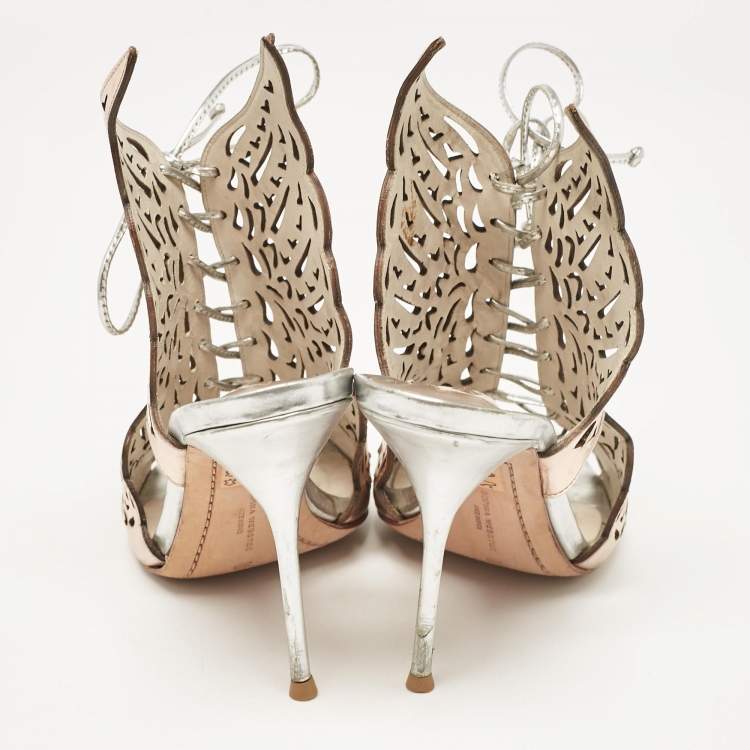 Pre Owned Sophia Webster Gold Leather Cherub Slide Sandals Size 38