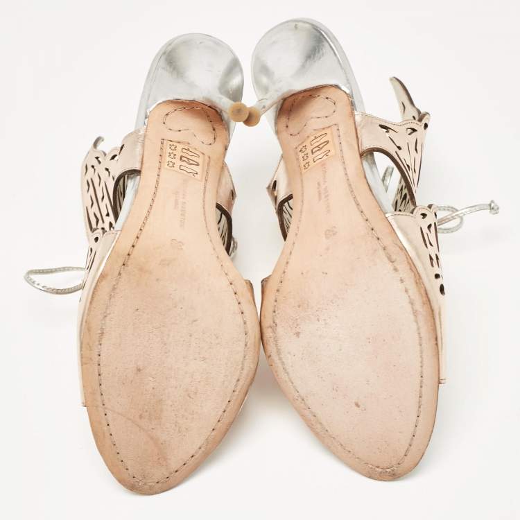 Pre Owned Sophia Webster Gold Leather Cherub Slide Sandals Size 38