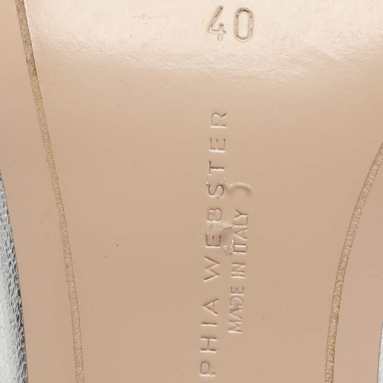 Pre Owned Sophia Webster Silver Leather Rosalind Crystal Heel Ankle Strap Open Toe Sandals Size 40