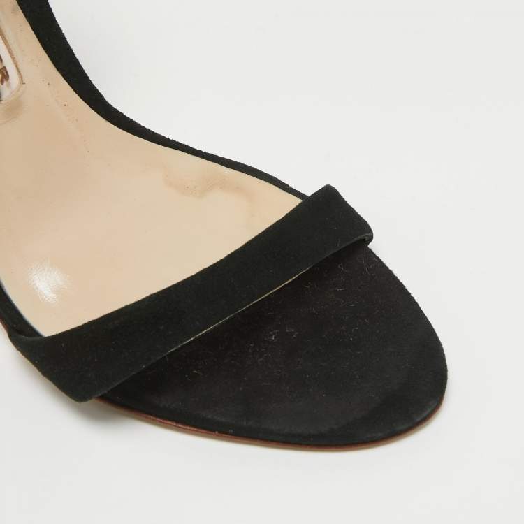 Pre Owned Sophia Webster Black Leather and Suede Evangeline Ankle Strap Sandals Size 37