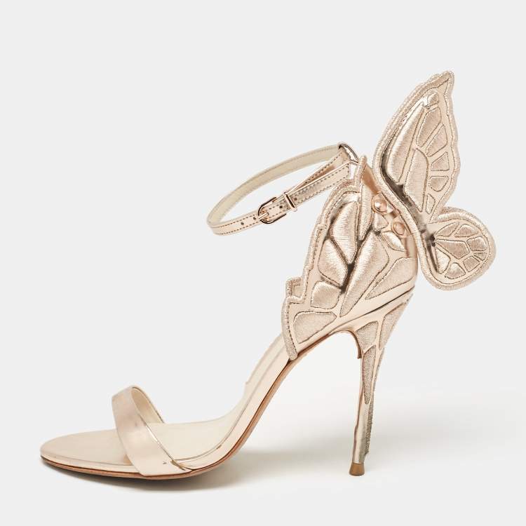 Pre Owned Sophia Webster Rose Gold Leather Chiara Sandals Size 36