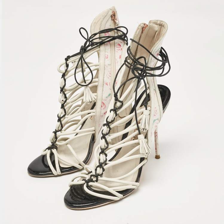 Pre Owned Sophia Webster Multicolor Leather Lacey Ankle Strap Sandals Size 39