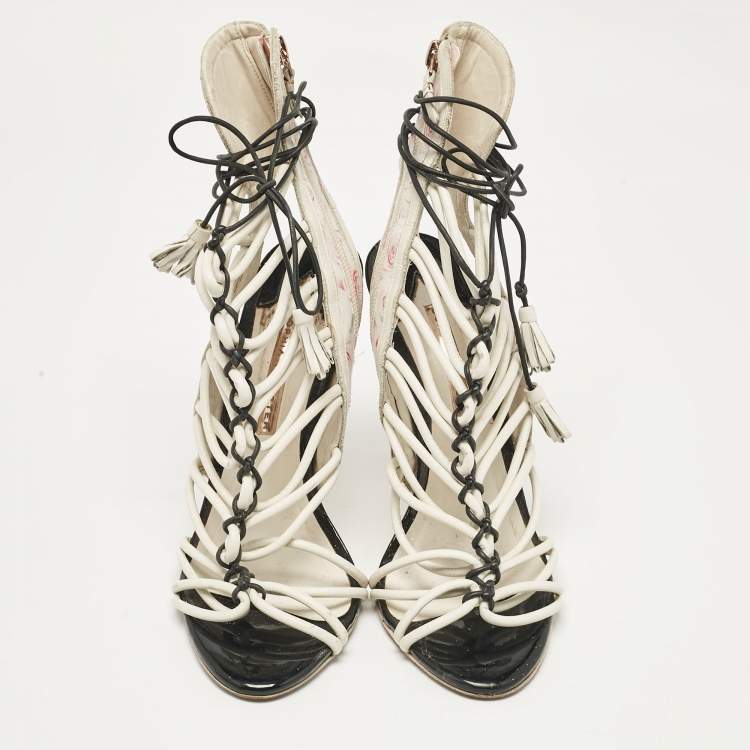 Pre Owned Sophia Webster Multicolor Leather Lacey Ankle Strap Sandals Size 39