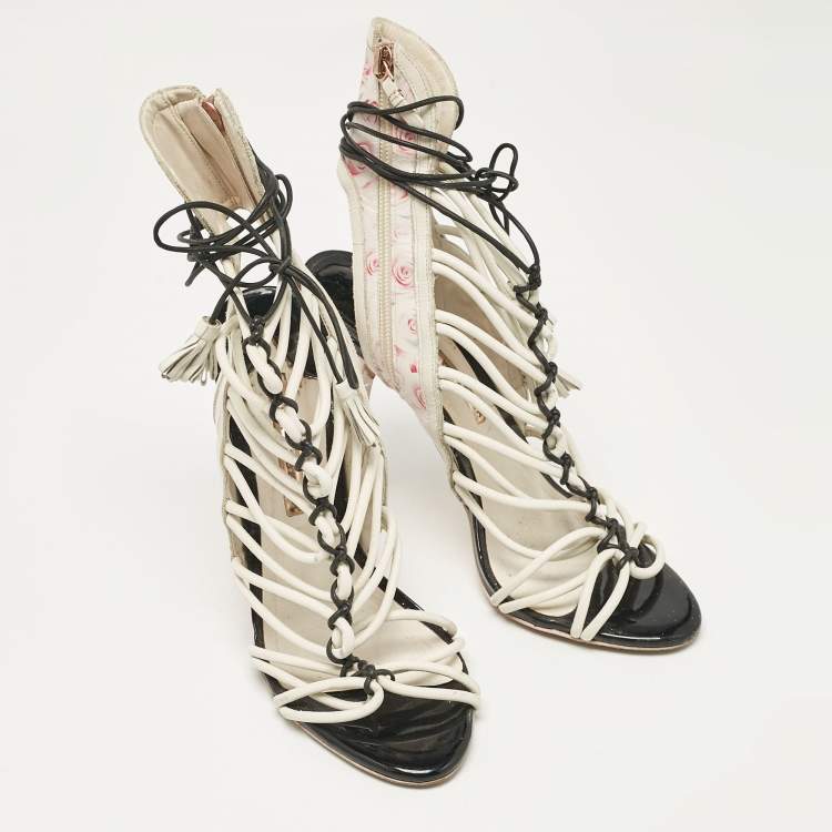 Pre Owned Sophia Webster Multicolor Leather Lacey Ankle Strap Sandals Size 39